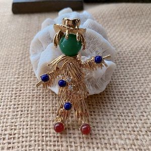 JBK Jacqueline Kennedy Gemstone Scarecrow Brooch by Camrose & Kross